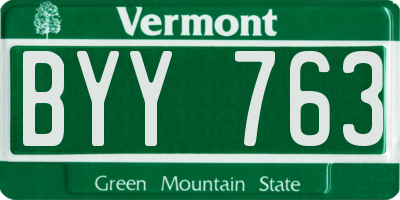 VT license plate BYY763
