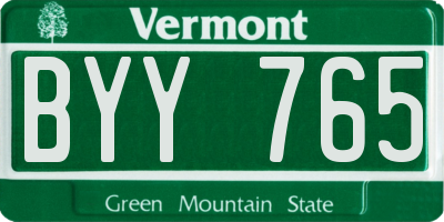 VT license plate BYY765