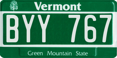 VT license plate BYY767