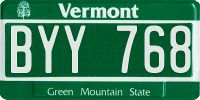 VT license plate BYY768