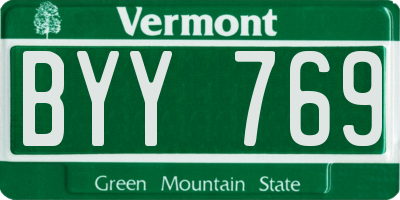 VT license plate BYY769
