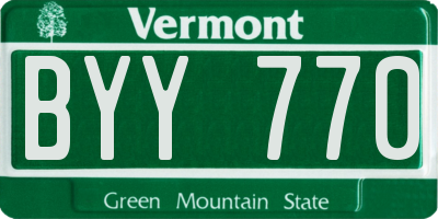 VT license plate BYY770