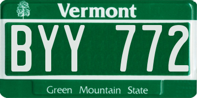 VT license plate BYY772