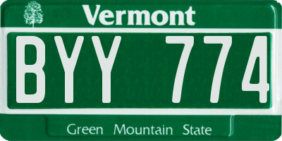 VT license plate BYY774