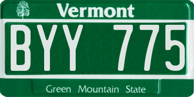 VT license plate BYY775