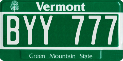 VT license plate BYY777