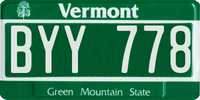 VT license plate BYY778