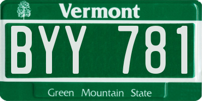 VT license plate BYY781