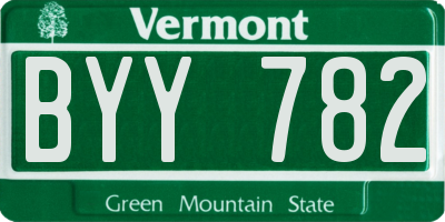 VT license plate BYY782