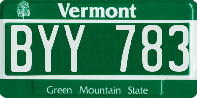 VT license plate BYY783