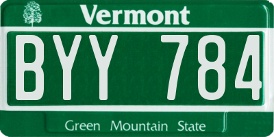 VT license plate BYY784