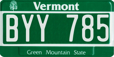 VT license plate BYY785