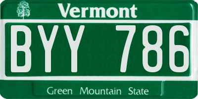 VT license plate BYY786