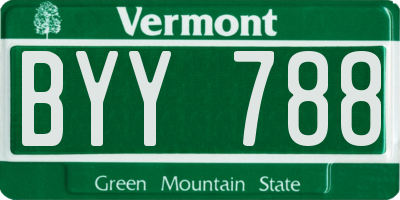 VT license plate BYY788