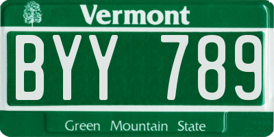 VT license plate BYY789