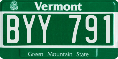 VT license plate BYY791