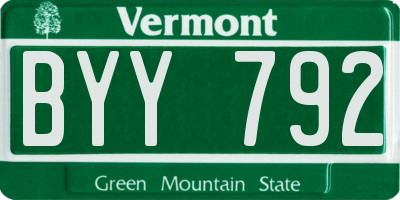 VT license plate BYY792