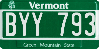 VT license plate BYY793