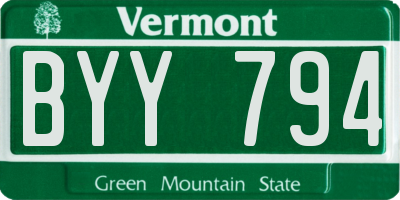 VT license plate BYY794