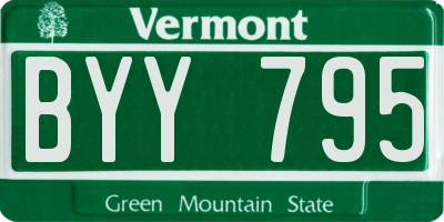 VT license plate BYY795