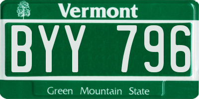 VT license plate BYY796