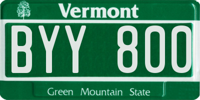VT license plate BYY800