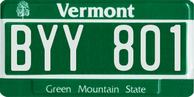 VT license plate BYY801