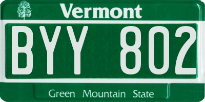VT license plate BYY802
