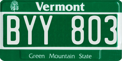 VT license plate BYY803