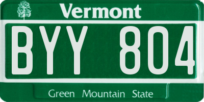 VT license plate BYY804