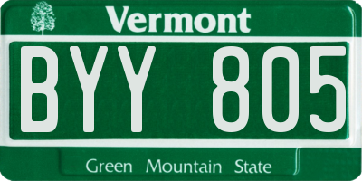 VT license plate BYY805