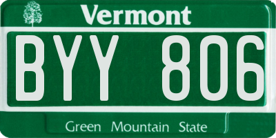 VT license plate BYY806