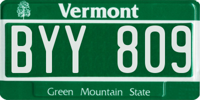 VT license plate BYY809