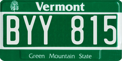 VT license plate BYY815
