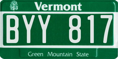 VT license plate BYY817