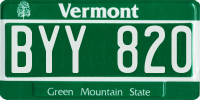VT license plate BYY820