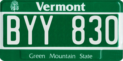 VT license plate BYY830