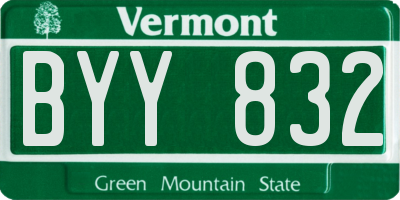 VT license plate BYY832