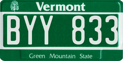 VT license plate BYY833