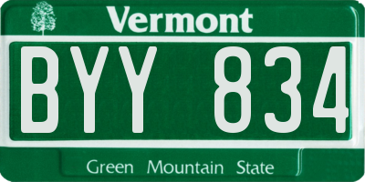 VT license plate BYY834
