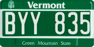 VT license plate BYY835
