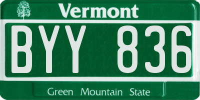 VT license plate BYY836