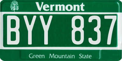 VT license plate BYY837