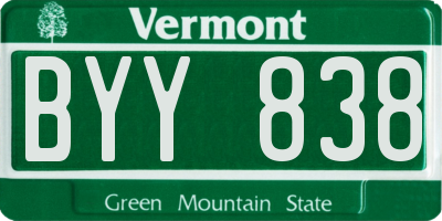 VT license plate BYY838