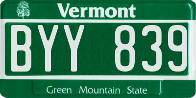 VT license plate BYY839