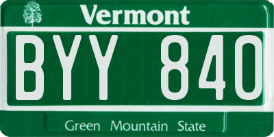 VT license plate BYY840