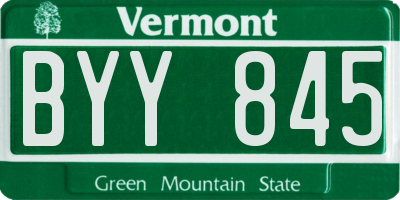 VT license plate BYY845