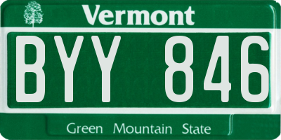 VT license plate BYY846