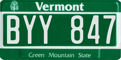 VT license plate BYY847
