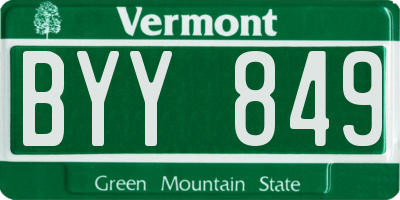 VT license plate BYY849